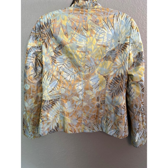 NWT Zanella Johanna Blazer Jacket 10 Yellow Green Floral Button Front Work Italy - Picture 2 of 12